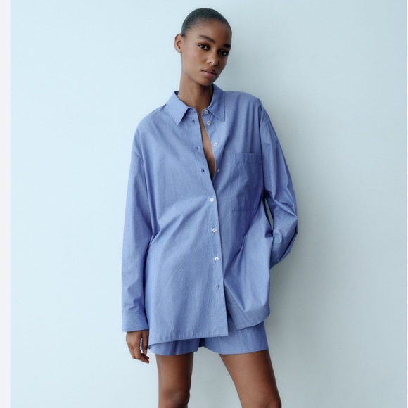 Zara Striped Women’s Menswear Style Poplin Shirt Small - Picture 4 of 16